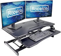 Rocelco 37.4" Electric Standing Desk Converter with AC USB Charger - Motorized Height Adjustable Sit Stand Up Dual Monitor Riser - Tabletop Computer Workstation - Large Keyboard Tray - Black (R EDRB2) by Rocelco