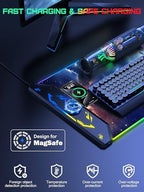 5-in-1 RGB Mouse Pad with Wireless Charging, Gaming Desk Mat, Blue Nebula - Image 2