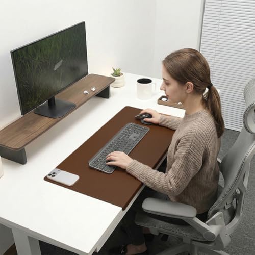 Edge-Locked Leather Desk Pad, Desk Blotter with Full Grip Fixation Lip, Waterproof Large Office Table Mat, Non-Slip Laptop Mouse Pads for Work Typing Writing (Dark Green,35.4"x17.7") - Image 7