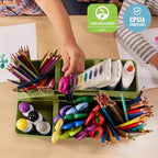 ECR4Kids 6-Compartment Large Plastic Caddy, Multipurpose Organization, Earthtone, 6-Pack - Image 6
