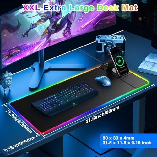 RGB Gaming Mouse Pad with Magnetic Wireless Charging & Foldable Phone Stand - Image 5