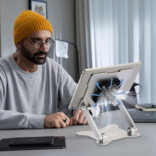 Surface Pro Stand, iPad Cooler,Aluminum Cooling Pad,Sturdy Tablet Stand Holder with Quiet Fan for Microsoft Surface Tablets,iPad Series,Samsung Galaxy Tabs-Up to 15-in Tablets - Image 5
