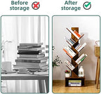 Yoobure Tree Bookshelf - 6 Shelf Retro Floor Standing Bookcase, Tall Wood Book Storage Rack for CDs/Movies/Books, Utility Book Organizer Shelves for Bedroom, Living Room, Home Office, Rustic Brown - Image 6