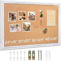 DOLLAR BOSS White Cork Board, 30" X 20" Rustic Framed Bulletin Board by DOLLARBOSS
