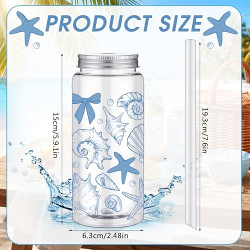 Meanplan 36 Pack Ocean Coastal Plastic Cups with Lids and Straws 14 oz - Image 4