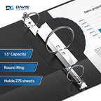 Premium Economy 3-Ring Binder, Spine Label, 1.5" Round Rings, Black, 6 Pack - Image 2