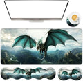 TGFEWYTJYJ Extended Gaming Mouse Pad,Memory Foam Ergonomic Keyboard Mouse Wrist Rest Support Set,Large Desk Mat with Stitched Edges,Non-Slip Base Mousepad Home Office,Dragon in Flight by GFEWYTJYJ