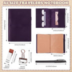Eaasty Leather A5 Travelers Journal Notebook Cover, Dark Purple - Image 2