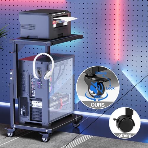 Computer Tower Stand, 6 Level Height Ajustable PC Tower Stand for Floor, Mobile Rolling CPU Holder Cart for Gaming Office Home,21.34"-28.3", Black - Image 5