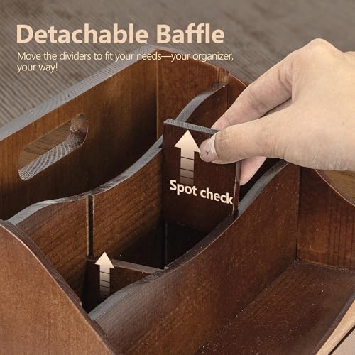 Rebee Vision Mail Organizer for Desk with 4-Slot for Home & Office, Brown - Image 6