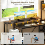 RALGEND L Shaped Gaming Desk with Storage Drawers & Shelves, Power Outlets - Image 5