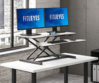 FITUEYES Height Adjustable Standing Desk 36” Wide Sit to Stand Converter Stand Up Desk Tabletop Workstation for Laptops Dual Monitor Riser White SD309103WW - Image 5