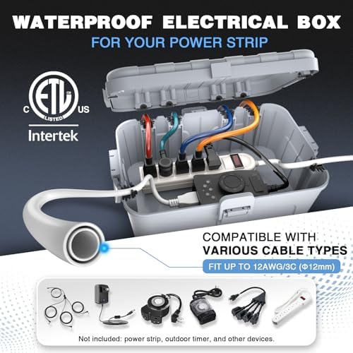 Flemoon Large Outdoor Electrical Box, IP54 Waterproof Extension Cord Cover - Image 2