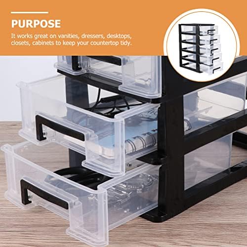 DOITOOL 5 Tier Plastic Drawer Type Closet, 12.36"H x 6"L x 8.3" W Home Office Storage Organizer, Makeup Organizer Station Cube, Cosmetics Jewelry Box for Bathroom, Dorm, Desk, Countertop, Office - Image 4