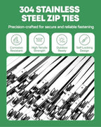Cable Tie Gun Kit with 120PCS 11.8 Inch Stainless Steel Zip Ties - Image 6