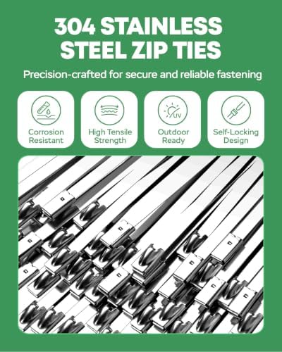 Cable Tie Gun Kit with 120PCS 11.8 Inch Stainless Steel Zip Ties - Image 6