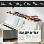 Piano Top Runner Mat, Non-Slip Rubber Bottom, Free Cut Protector Dust-Proof Covers for Musical Instrument, Chiffonier, Chest of Drawers, TV Stand, Television Cabinet (Oil Painting Floral, 61" x 13.8") - Image 3
