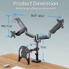 MOUNTUP Dual Monitor and Laptop Mount, Adjustable Monitor Stand for 2 Max 27" Computer Screens, Laptop Tray Fits 10-17inch Notebook, Holds 4.4-17.6lbs Per Arm, 3-in-1 Adjustable Monitor Desk Mount - Image 4