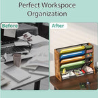 Jakyitvi 5 Tiers Ironwood Wall Desk File Holder Organizer Organizer, Brown - Image 6