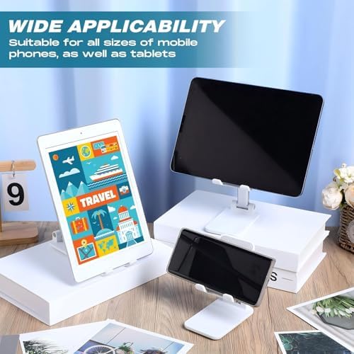 Wonderjune 24 Pcs Cell Phone Stand for Desk Phone Holder Stand Foldable Angle Height Adjustable Portable Holder Tablet for Office Travel Photography (White) - Image 4