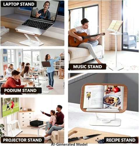 2-in-1 Adjustable Floor & Desktop Music Book Stand, White - Image 7