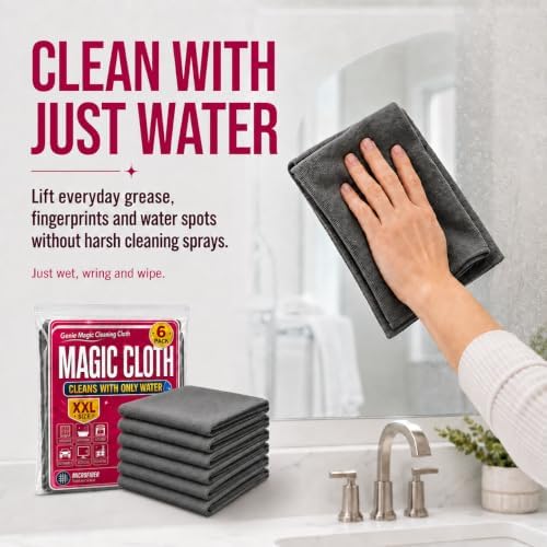Genie Cloth Magic Cloth, Genie Magic Cleaning Cloths 6 Pack, XXL 16 x 12 Inch Microfiber Cleaning Cloths, Streak-Free & Lint-Free Magic Cloths for Windows, Glass, Stainless Steel, Screens and Cars - Image 2