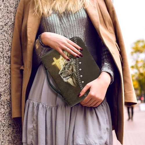 Floral Bernese Mountain Dog Pattern Bible Cover for Men Soft PU Leather Verse Print Bible Carrying Case Large Capacity Book Organizer with Top Handle Gifts for Christians - Image 2