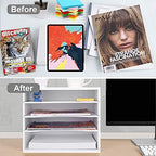 EMERIT 4-Tier Adjustable Paper Organizer, Large Capacity Desktop Organzier for Textbooks/Magazines/Office Files, Wooden Dividers, 7 lbs per Shelf, White - Image 5