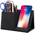 COSOOS Fast Wireless Charger with Desk Organizer, Desk Phone Charger Compatible with 15/15 Pro/15 Pro Max/14/13/12/11/XS/8 Plus, Galaxy S21/S20+/S10/Note 10/Note 9/(No AC Adapter) by COSOOS