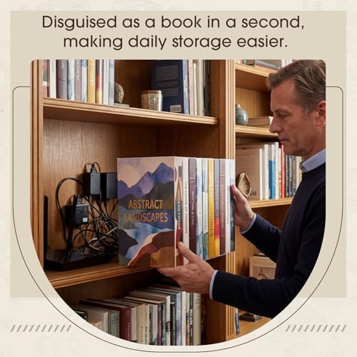 Gerrii 15.9"x10.2"x5.6" Solid Wood Hidden Book Box, Modern, Retro - Image 5