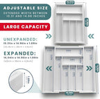 Sben Bamboo Cutlery Drawer Organizer, White, Medium - Image 2