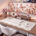 Sabary Gingham Desk Mat Scalloped Beige, 35.4 x 15.7 Inch - Image 4