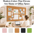 48" x 36" Large Felt Bulletin Board, Bold-Stripe 12-Pack Cork Boards | Fabric Bulletin Board with 60 Adhesive Tabs, 50 Pushpins, Felt Wall Tiles for Office Push Pin Board Felt Board, Creamy Coffee - Image 4