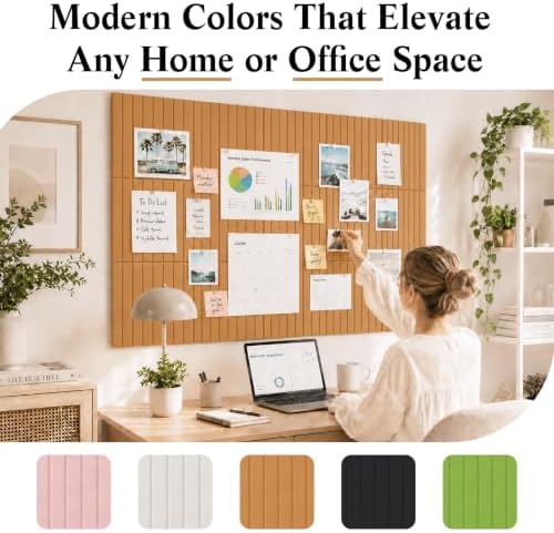 48" x 36" Large Felt Bulletin Board, Bold-Stripe 12-Pack Cork Boards | Fabric Bulletin Board with 60 Adhesive Tabs, 50 Pushpins, Felt Wall Tiles for Office Push Pin Board Felt Board, Creamy Coffee - Image 4