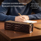 Gexmil Genuine Leather Pen Case, Hand-made Stationery Bag for Work Office - Image 2