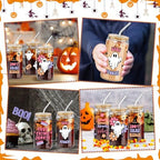 SiliFine 6 Pcs Halloween Glass Cups, 16 oz with Lids and Straws - Image 5