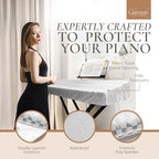 Clairevoire Waterproof Keyboard Piano Cover Cloth for Yamaha DGX670, DGX660, DGX650, Keyboard Covers for Digital Piano, Electric Piano Protection, Weighted Keyboard Piano 88 Keys - DGX670, Pearl White - Image 2