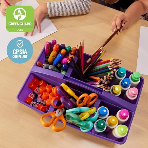 ECR4Kids 6-Compartment Large Plastic Caddy, Multipurpose Organization, Primary, 6-Pack - Image 6