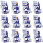 Brochure Holder 4x9 Inch Acrylic Literature Holders Clear Flyer Display Stand with Business Card Slot Pamphlet Holder Multi Purpose Organizer for Office, Lobby, Hotels, Trade Shows, 12 Pack by HLF-ho