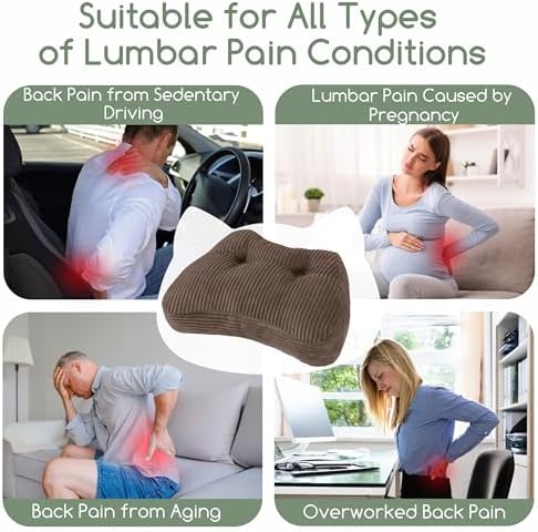 Lumbar Support Pillow for Recliner Chair/Accent Chair/Couch/Office Chair, Tufted Corduroy Back Support Cushion for Elderly, M-Shaped Recliner Cushions for Back Rest, Pain Relief, Reading, Brown - Image 5