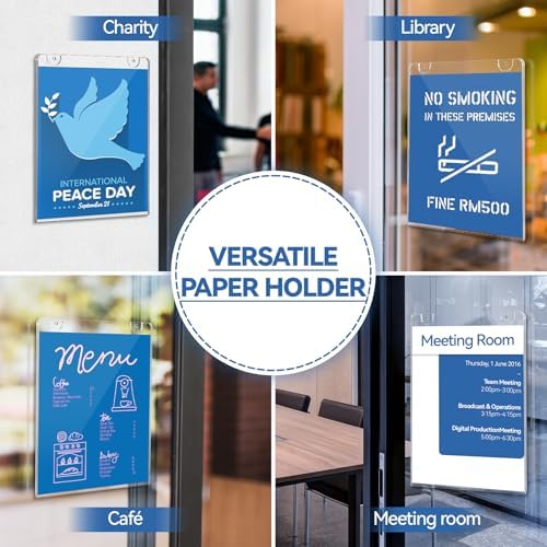 Daofary Acrylic Wall Sign Holder 8.5 x 11, 10 Pack Wall Mount,3-Way Install - Image 4