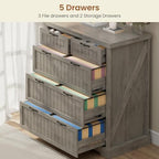 SEDETA Filing Cabinet for Home Office, Farmhouse 5 Drawers File Cabinet, Wood Office File Cabinets for Letter/Legal/A4 Size, File Cabinets with Printer Stand for Study Room, Living Room, Grey - Image 4