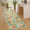DUKINO 2.6x8 Runner Rug, Floral Washable Kitchen Rugs Non Slip, Green by DUKINO