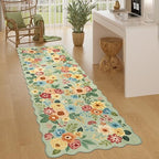 DUKINO 2x6 Runner Rug, Floral Washable Rug for Kitchen Non Slip, Green by DUKINO