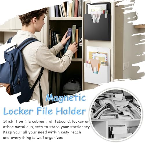 MFTEK Magnetic File Holder 6 Pockets Paper Holder, Hanging File Organizer Office Supplies Storage for Cabinets, Whiteboard, Magnetic Mail Letter Folder for Refrigerator (Classic Black) - Image 7