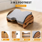 Foot Rest for Under Desk at Work, 3-in-1 Reversible Rocking Footrest Adjustable Foot Stool, Ergonomic Footrest for Under Desk, for Home, Office and Gaming, 5 Adjustable Heights, with Washable Cover - Image 2