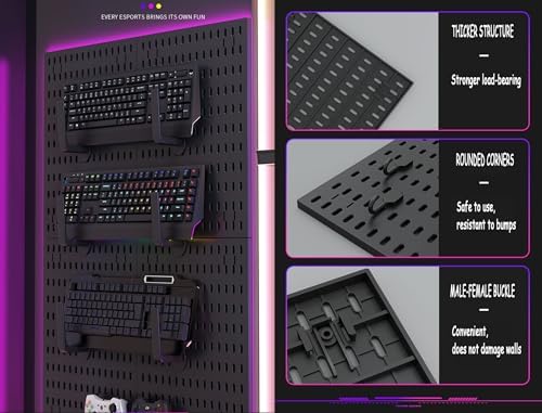 12 * 12in X4PCS Pegboard Set, DIY Pegboard Combo Kit, Wall-Mounted Storage Organizer, Includes 18 Accessories, Suitable for Office, Gaming Room and Decorative Display (Black) - Image 3