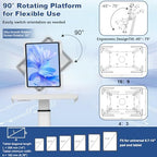 Mobile Tablet Cart for 9.7"-14" Tablet, Adjustable Height with Pneumatic Lifting(31.5" - 47.25"), Storage Basket, Cup Holder, Cable Management for Home, Office and Salon, Cold-Rolled Steel - Image 3