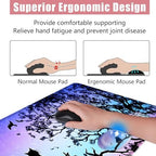 Large Keyboard Mouse Pad Set, Extended Mouse Pad+Keyboard Wrist Rest Support, Memory Foam Ergonomic Easy Typing, 4Pcs (31.5×11.8 in) Desk Pad Set for Office Home,Black Cat Under Starry Night - Image 5