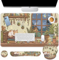 Arttown Keyboard Mouse Pad Set, 4 in 1 Desk Mat Set Kawaii Mushroom by Arttown